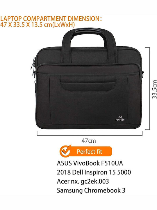 Matein Messenger Τσάντα Laptop Αδιάβροχη 17.3" σε Μαύρο χρώμα 1172