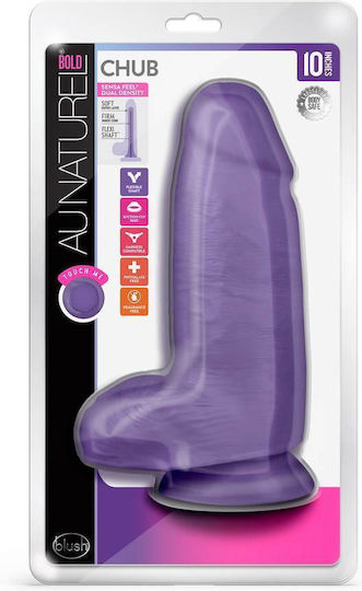 Blush Au Naturel Bold Chub Glass Dildo with Balls and Suction Cup Purple 25cm