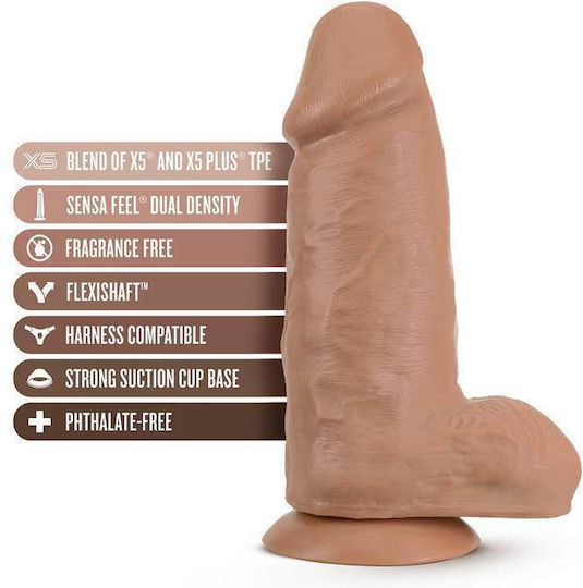 Blush Au Naturel Chub Ρεαλιστικό Dildo με Όρχεις και Βεντούζα Mocha 25cm
