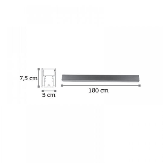 Inlight Commercial Linear LED Ceiling Light 60W IP20 L180xD5xH7.5cm
