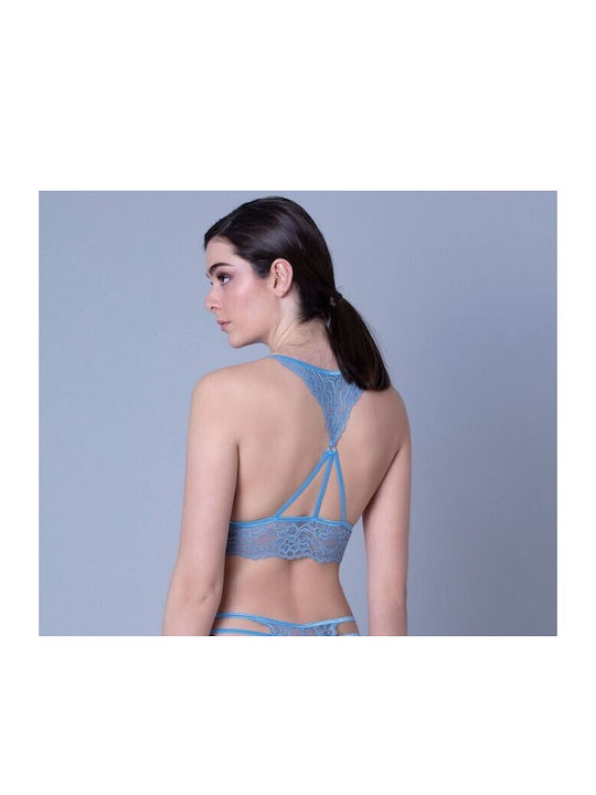 Milena by Paris Lace Underwear Set with Bralette & Brazil Light Blue