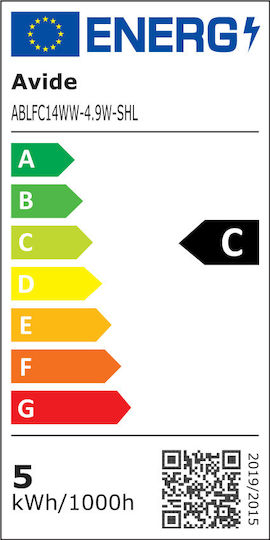Avide ABLFC14WW-4.9W-SHL Λάμπα LED 4.9W 97mm για Ντουί E14 και Σχήμα C37 Θερμό Λευκό 806lm