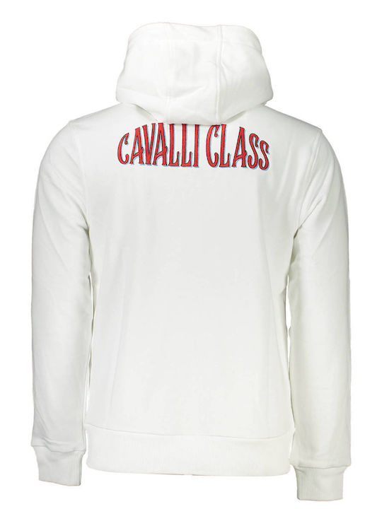 Roberto Cavalli Men's Sweatshirt Jacket with Hood White