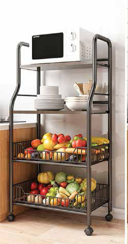 Newest Metallic Kitchen Trolley 4 Tiers Black 54x35x125cm A970BL