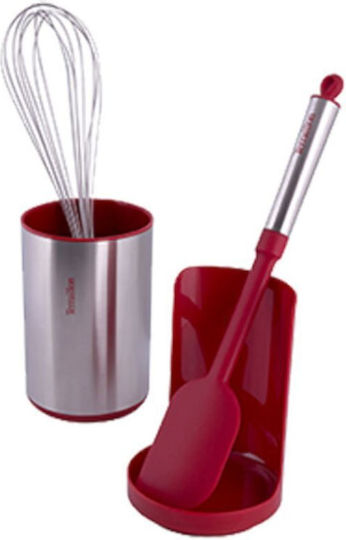 Terraillon Metallic Cooking Utensil Set with Base Red Premium 3pcs