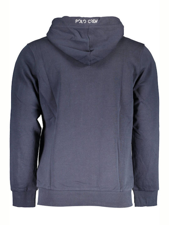 La Martina Men's Sweatshirt Jacket with Hood and Pockets Navy Blue