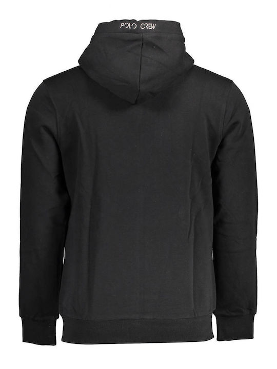 La Martina Men's Sweatshirt Jacket with Hood and Pockets Black