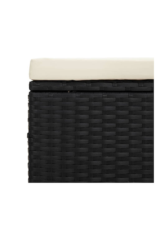 Băncuță De Grădină Cub Pentru Exterior Rattan Cu Pernă Neagră 40x30x40cm