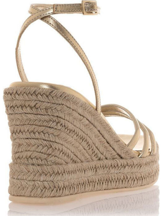 Women's Synthetic Leather Ankle Strap Platforms Gold