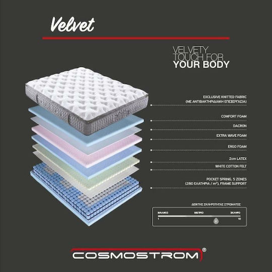 Cosmostrom Velvet Über-Doppel Ergonomisch Matratze Latex / Schaum 160x190x32cm mit Topper