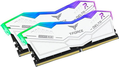 TeamGroup Delta RGB White 64GB DDR5 RAM cu 2 module (2x32GB) și Viteză 6000 pentru Desktop