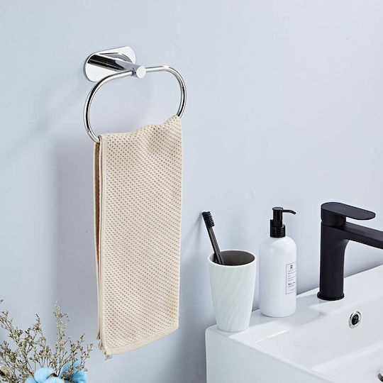 Single Wall-Mounted Bathroom Ring 20.5x13.5cm Silver Single Wall-Mounted Bathroom Ring 20.5x13.5cm Silver