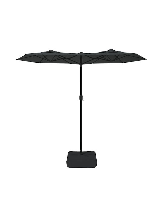 Umbrella Floor Round Metal Gray with Base & LED Lighting 3.16x1.45m
