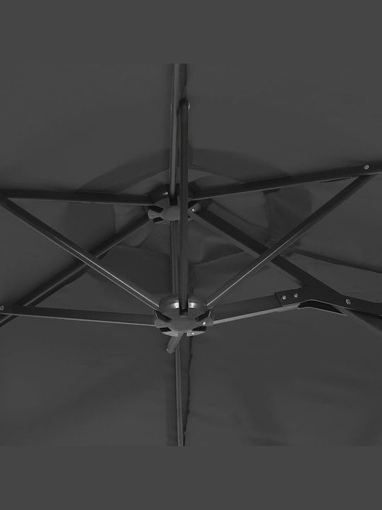 Umbrella Floor Round Metal Gray with Base & LED Lighting 3.16x1.45m