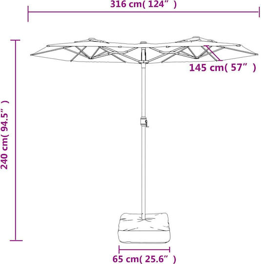 Garten & Terrassen Sonnenschirm Bodenständer Rund Metall Grün mit Ständer 3.16x2.4m 362962
