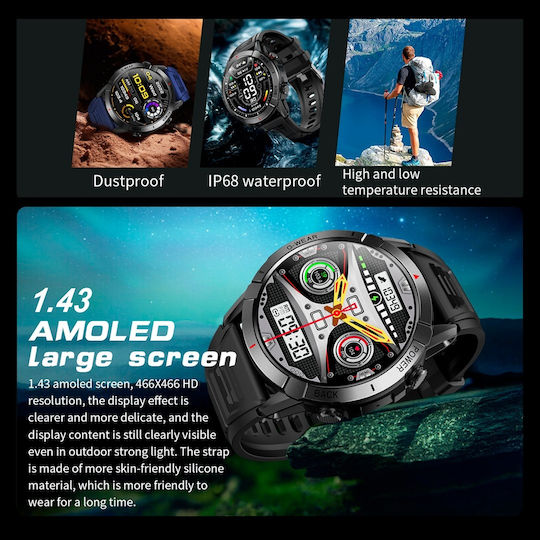 Aoke NX10 Smartwatch with Heart Rate Monitor (Black)