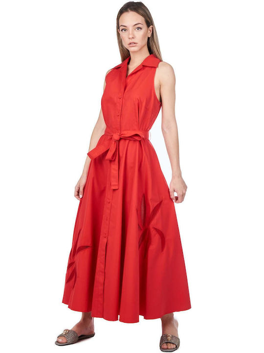 Sommer Midi Hemdkleid Kleid Rot
