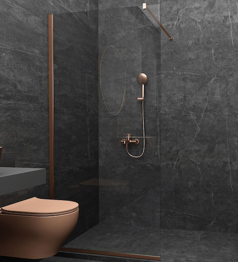 Orabella Serena Shower Screen for Shower 58-60x200cm Clean Glass Oro Rose Gold