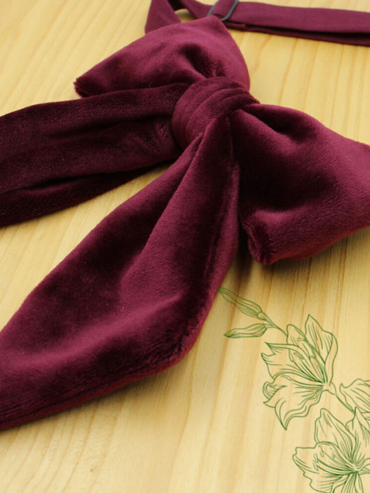 JFashion Velour Handmade Bow Tie Burgundy