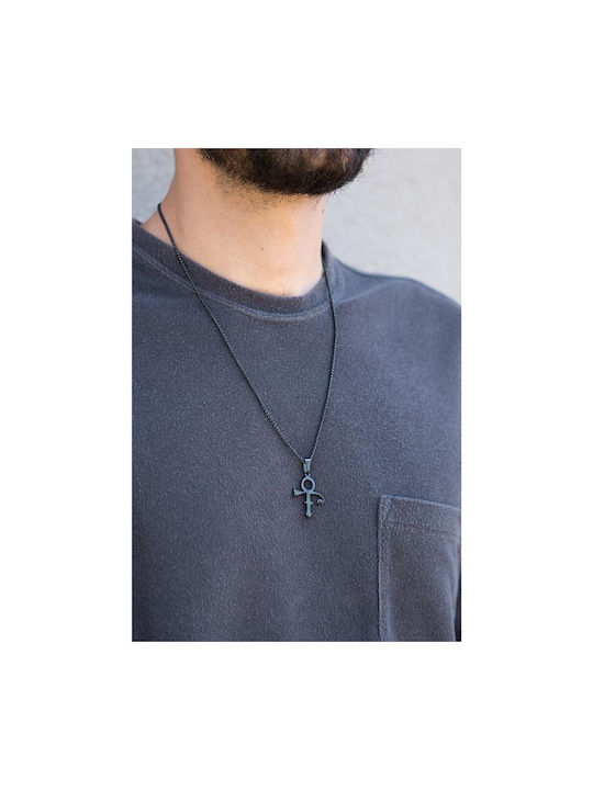 Unisex necklace with steel chain and pendant Prince Black