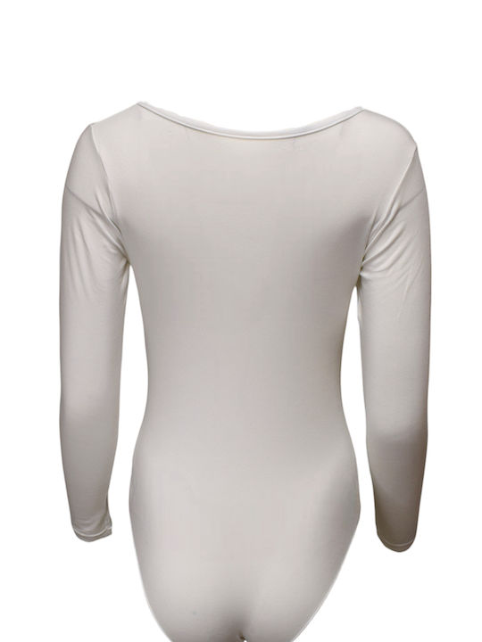 Apple Boxer Lingerie Long Sleeve Bodysuit White