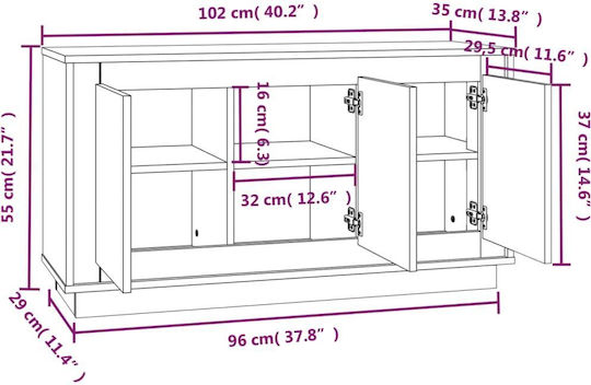 Μπουφές Ξύλινος Λευκός 102x35x55cm