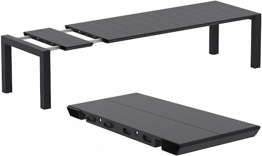 Vegas Outdoor Dinner Extendable Polypropylene Table Black 260(+40)x100x75cm