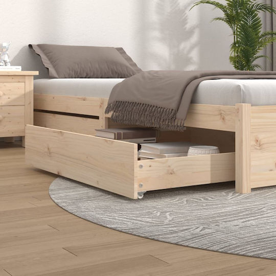 vidaXL Bed Drawer made of Wood with Wheels in Beige Color 95x103x18cm 2pcs