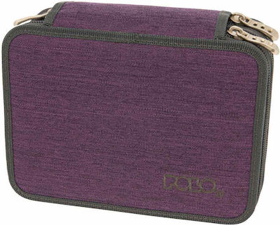 Polo Solido Pencil Case with 3 Compartments Purple