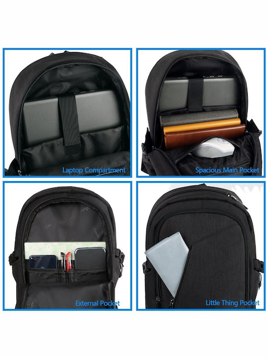 Matein Mancro 1006 Αδιάβροχη Τσάντα Πλάτης για Laptop 15.6" με Θύρα USB σε Μαύρο χρώμα