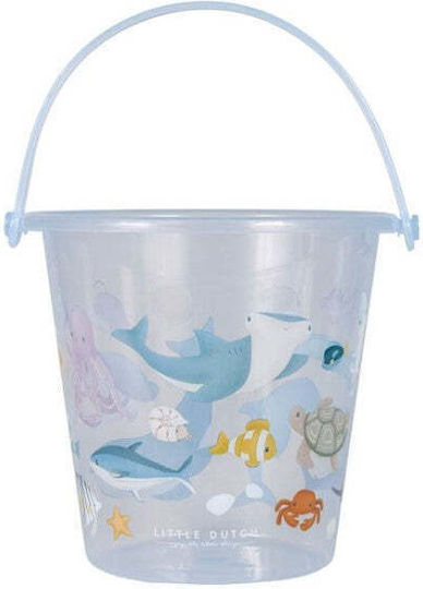 Little Dutch Sea Life Beach Bucket made of Plastic Blue 5cm