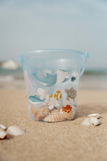 Little Dutch Sea Life Beach Bucket made of Plastic Blue 5cm
