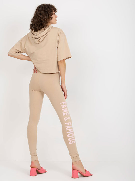 Ex Moda Frauen-Set mit Lang Leggings Beige