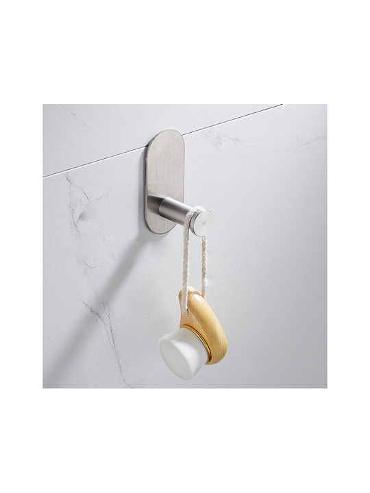 Single Wall-Mounted Bathroom Hook ​4.5x10cm Silver HUH-0115