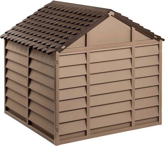 vidaXL Căsuță pentru Câine Plastic Pentru Exterior Maro 86x84x82cm