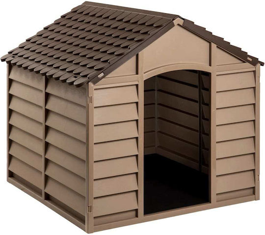 vidaXL Căsuță pentru Câine Plastic Pentru Exterior Maro 86x84x82cm