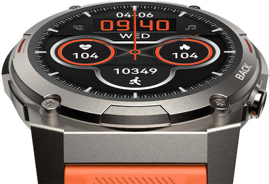 HiFuture FutureGo Mix 2 Stainless Steel Smartwatch με Παλμογράφο (Πορτοκαλί)