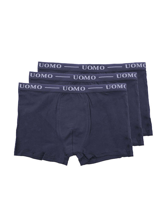 Uomo Herren Boxershorts Blau 3Packung