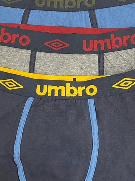 Umbro Boxeri pentru bărbați Gri/Albastru 3Pachet