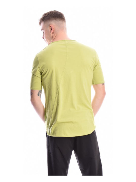 Lime short-sleeved blouse with crooked seam