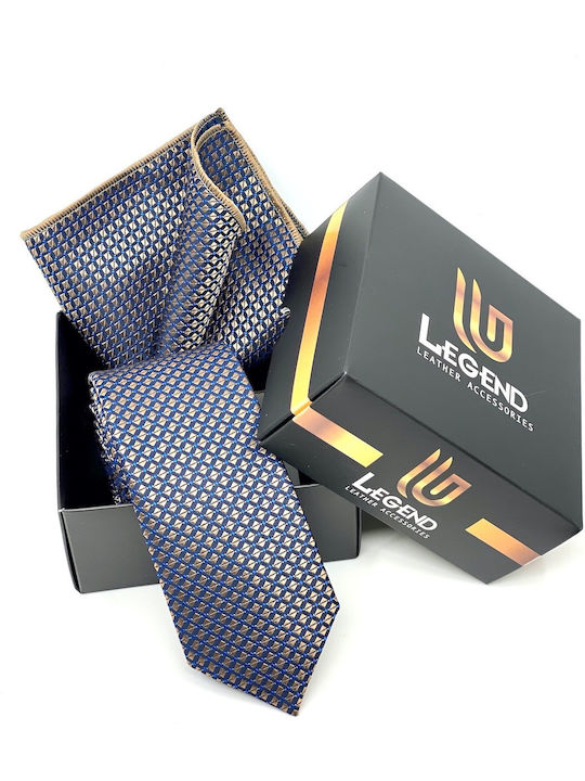 Legend Accessories Synthetic Men's Tie Set Printed Navy Blue