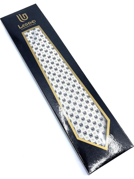 Legend Accessories Σετ Ανδρικής Γραβάτας με Σχέδια σε Ασημί Χρώμα