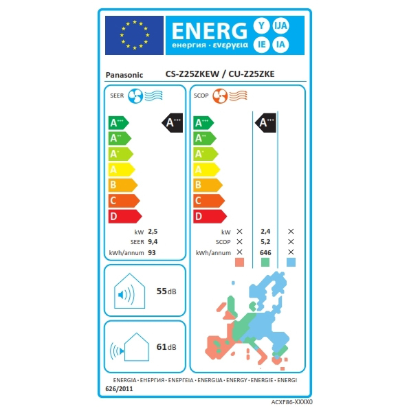 Panasonic Mono Split 9000 Btu 2.5 kW CS-Z25ZKEW CU-Z25ZKE Condizionatore  Serie Z Etherea Bianco WiFi A+++ A+++ Inverter R-32