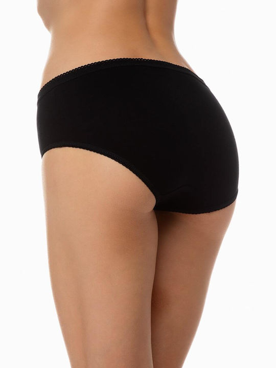 Minerva Cotton Women's Boxer with Lace Black