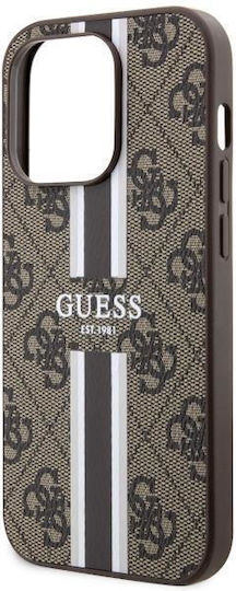 Guess Printed Stripes MagSafe Umschlag Rückseite Kunststoff Braun (iPhone 14 Pro)