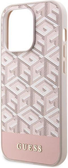 Guess GCube Stripes MagSafe Umschlag Rückseite Kunststoff Rosa (iPhone 14 Pro)