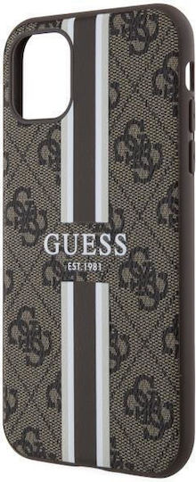 Guess Printed Stripes Umschlag Rückseite Kunststoff Braun (iPhone 11)