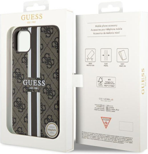 Guess Printed Stripes Umschlag Rückseite Kunststoff Braun (iPhone 11)