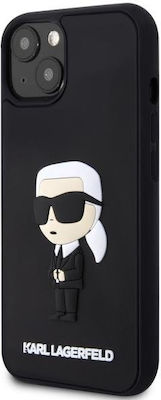 Karl Lagerfeld Ikonik Umschlag Rückseite Synthetisches Leder Schwarz (iPhone 14 Plus) KLHCP14M3DRKINK