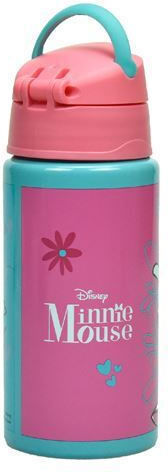 Gim Flip Kids Water Bottle Minnie Aluminium with Straw Fuchsia 500ml